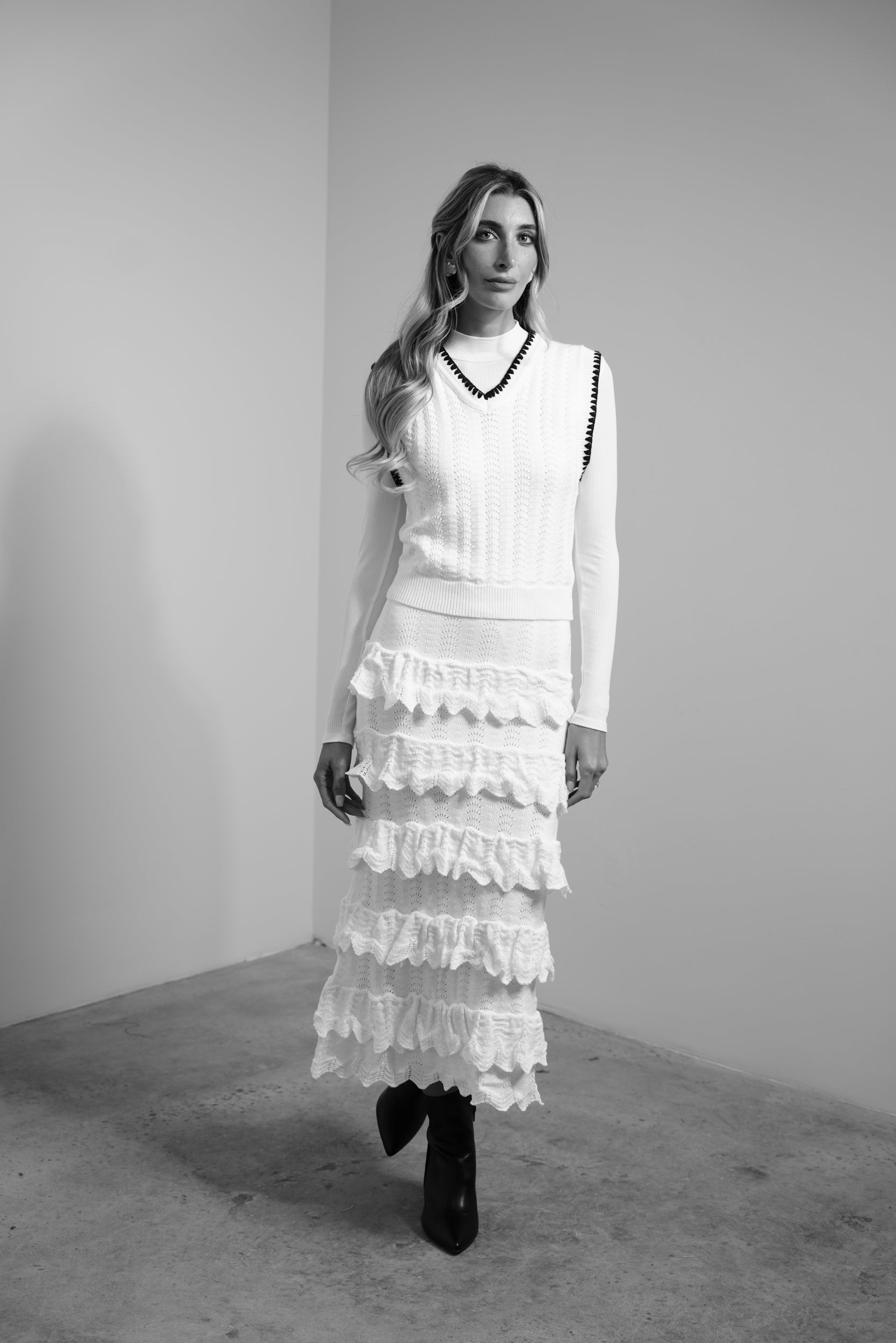 Scallop Crochet Layered Skirt – udelny.com