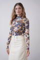 Mock Neck Print Rib Top