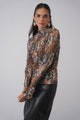 Mock Neck Print Rib Top
