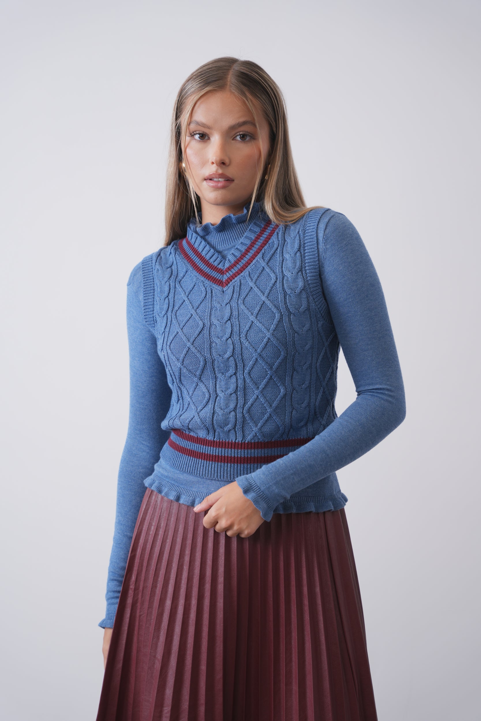 Soft Ruffle Mock Neck