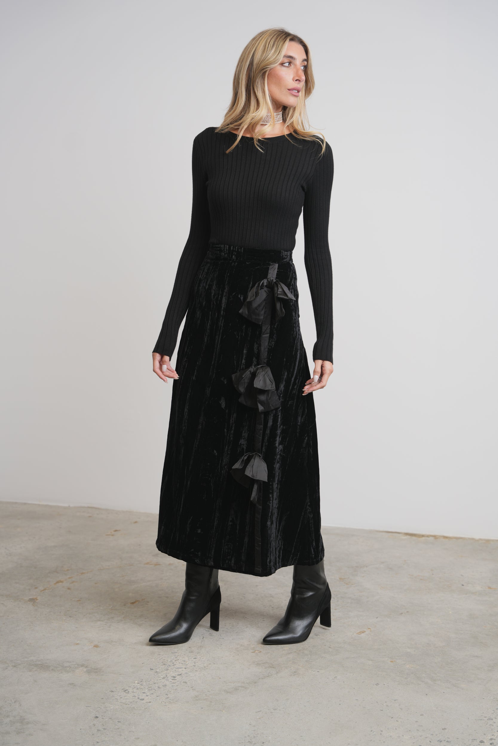 Velour Bow Skirt – udelny.com