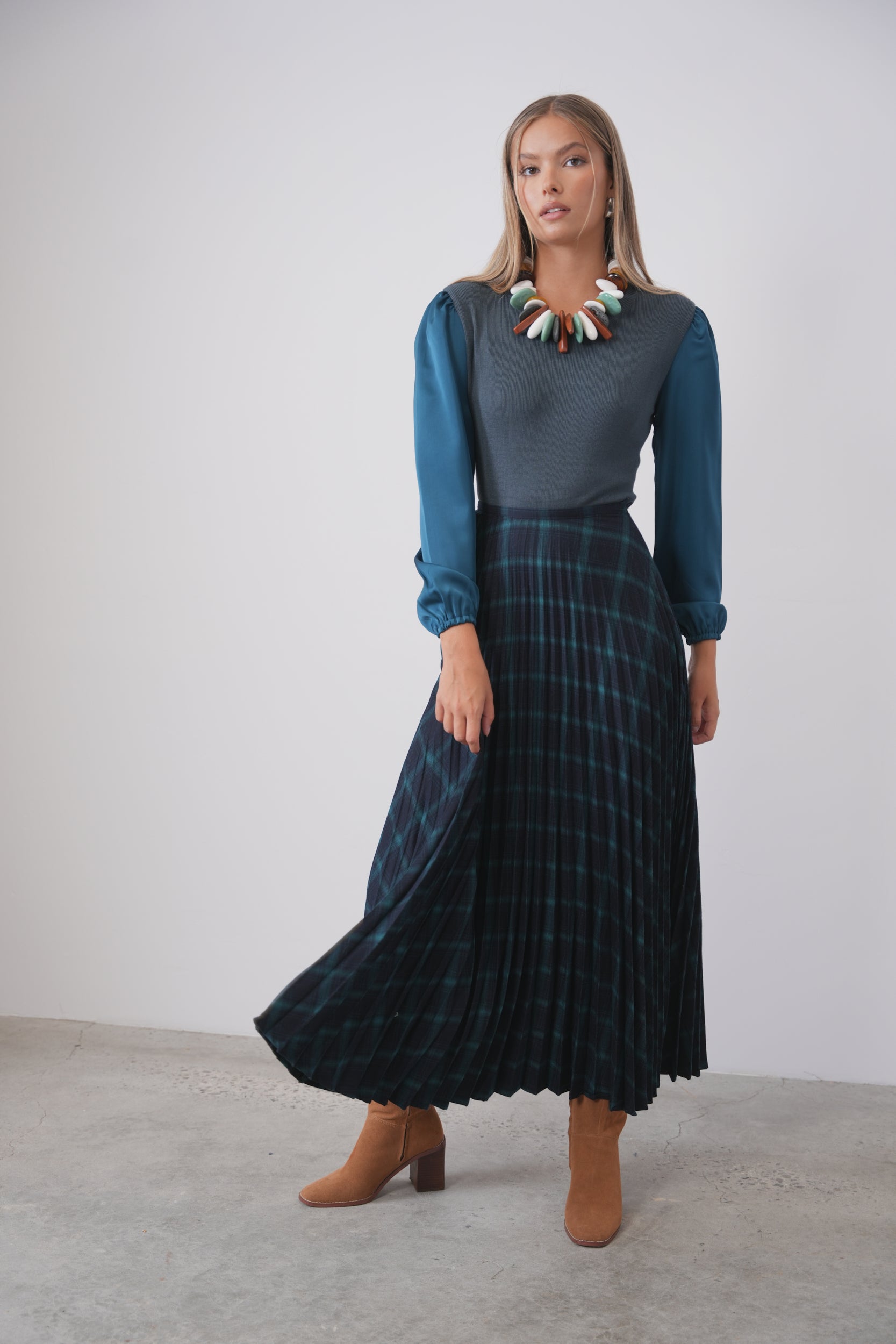 Accordion Plaid Skirt – udelny.com