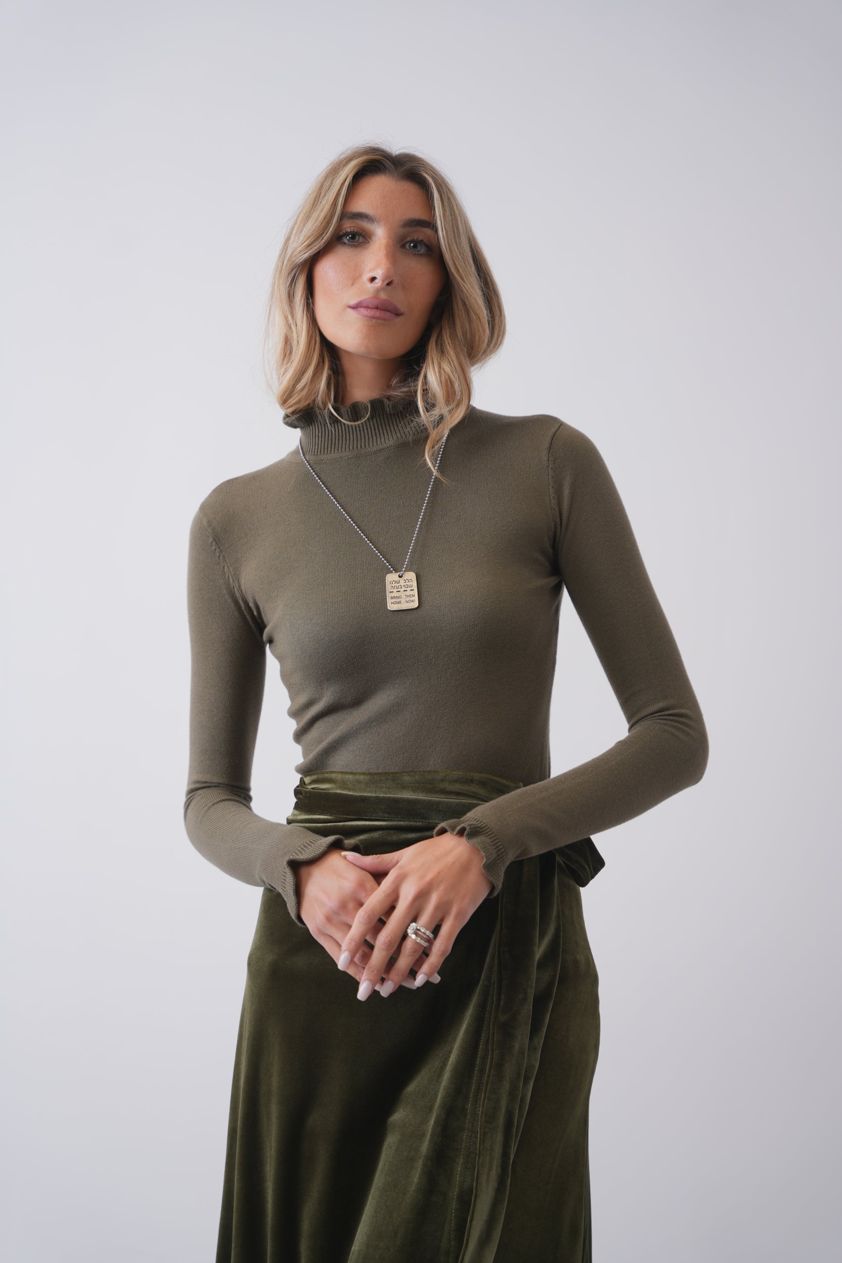 Soft Ruffle Mock Neck