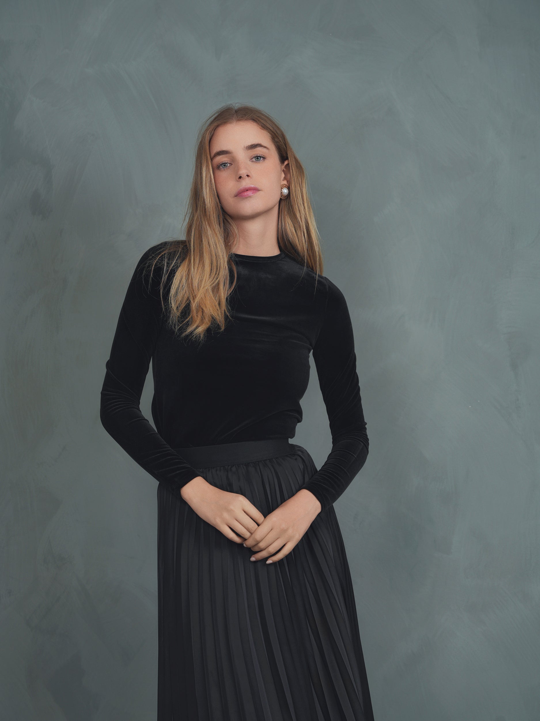 Velour Crew Neck Top