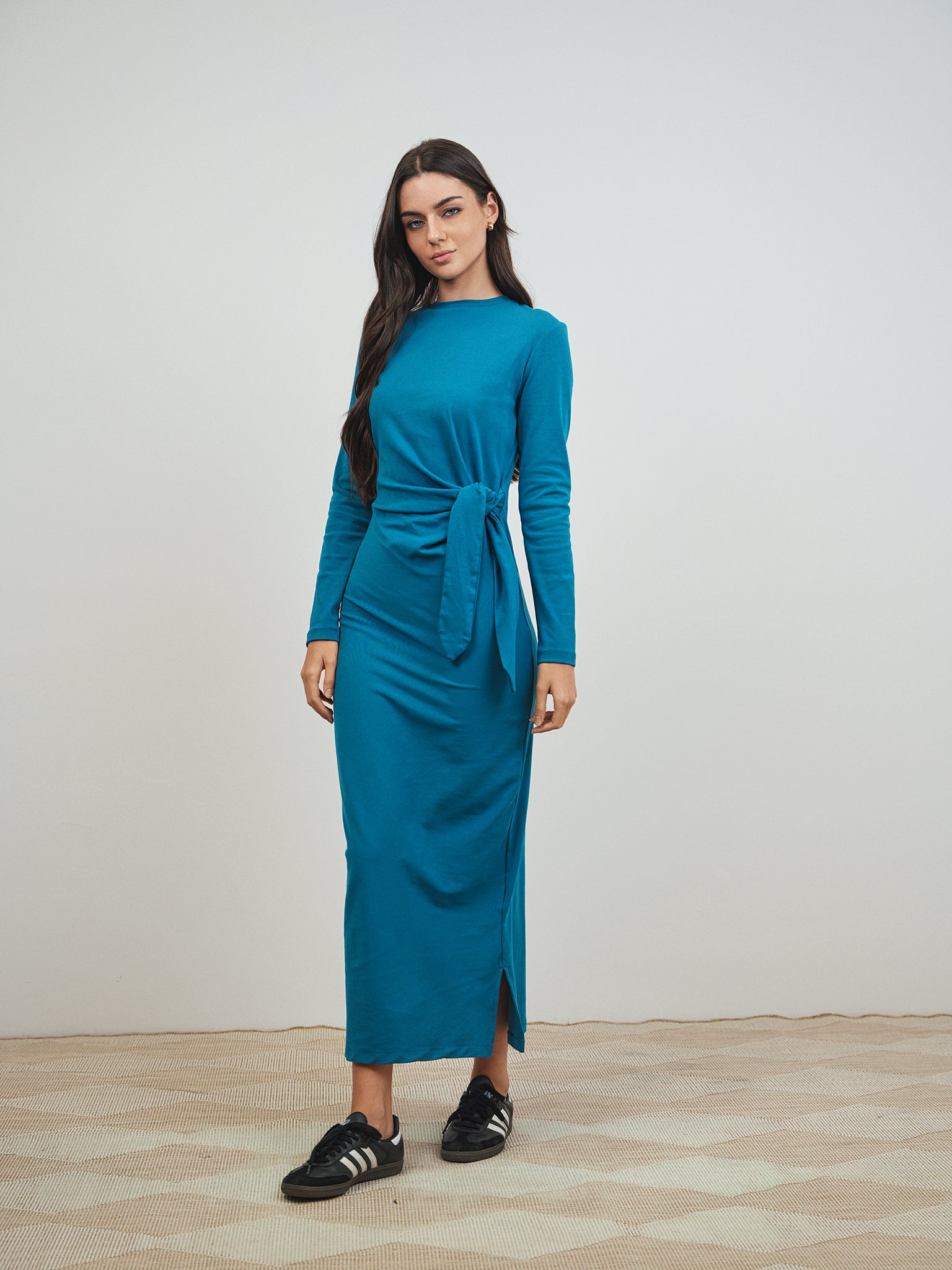 【P】MEDI SATIN DOCKING TUNIC TEE MEDI SATIN DOCKING TUNIC TEE（M Tunic Pleated Linen Contrast