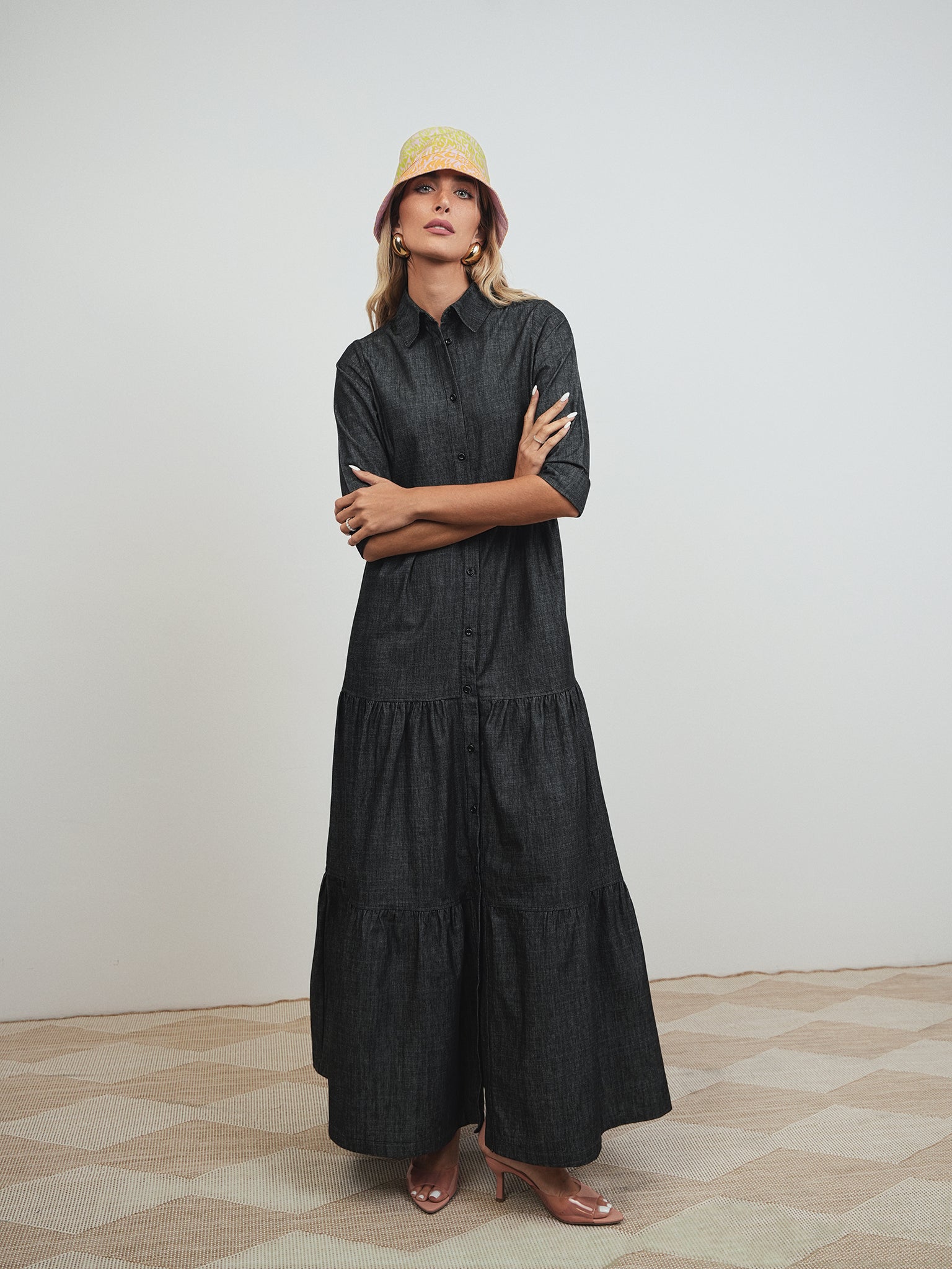Denim Tiered Dress – udelny.com