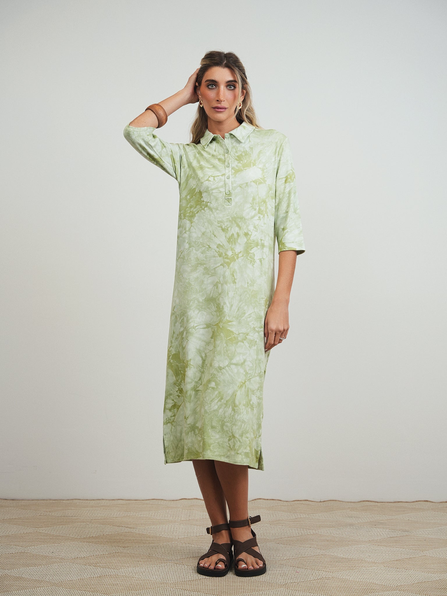 Tie Dye Polo T-Shirt Dress – udelny.com