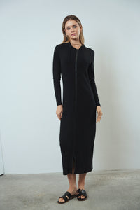 Soft Rib Maxi Zipper Dress