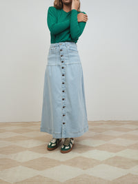 Button Denim Skirt