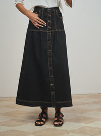 Button Denim Skirt