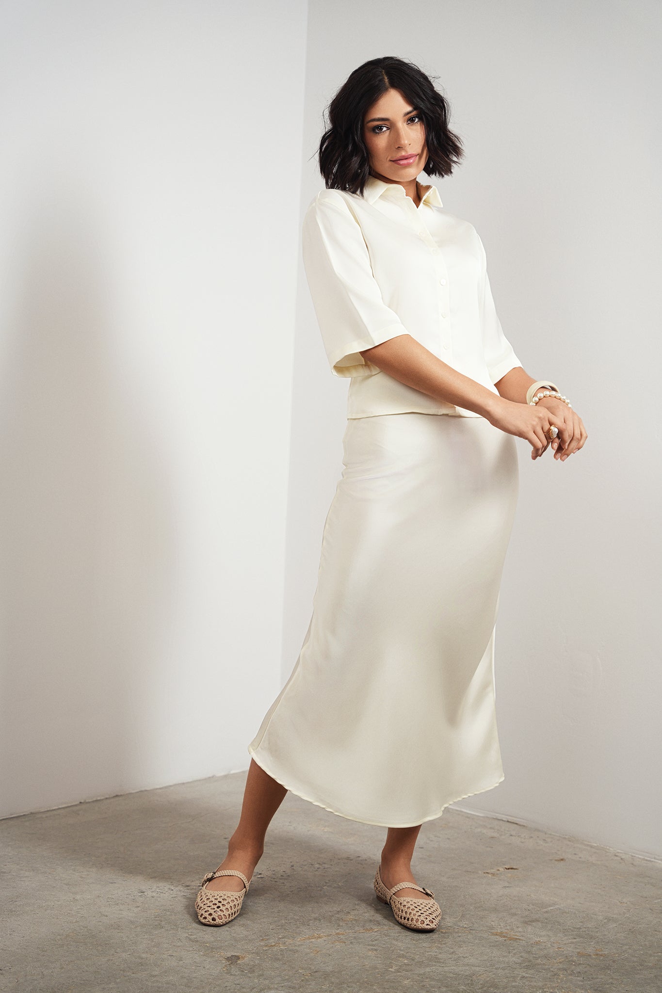 Elastic Waist Slip Skirt