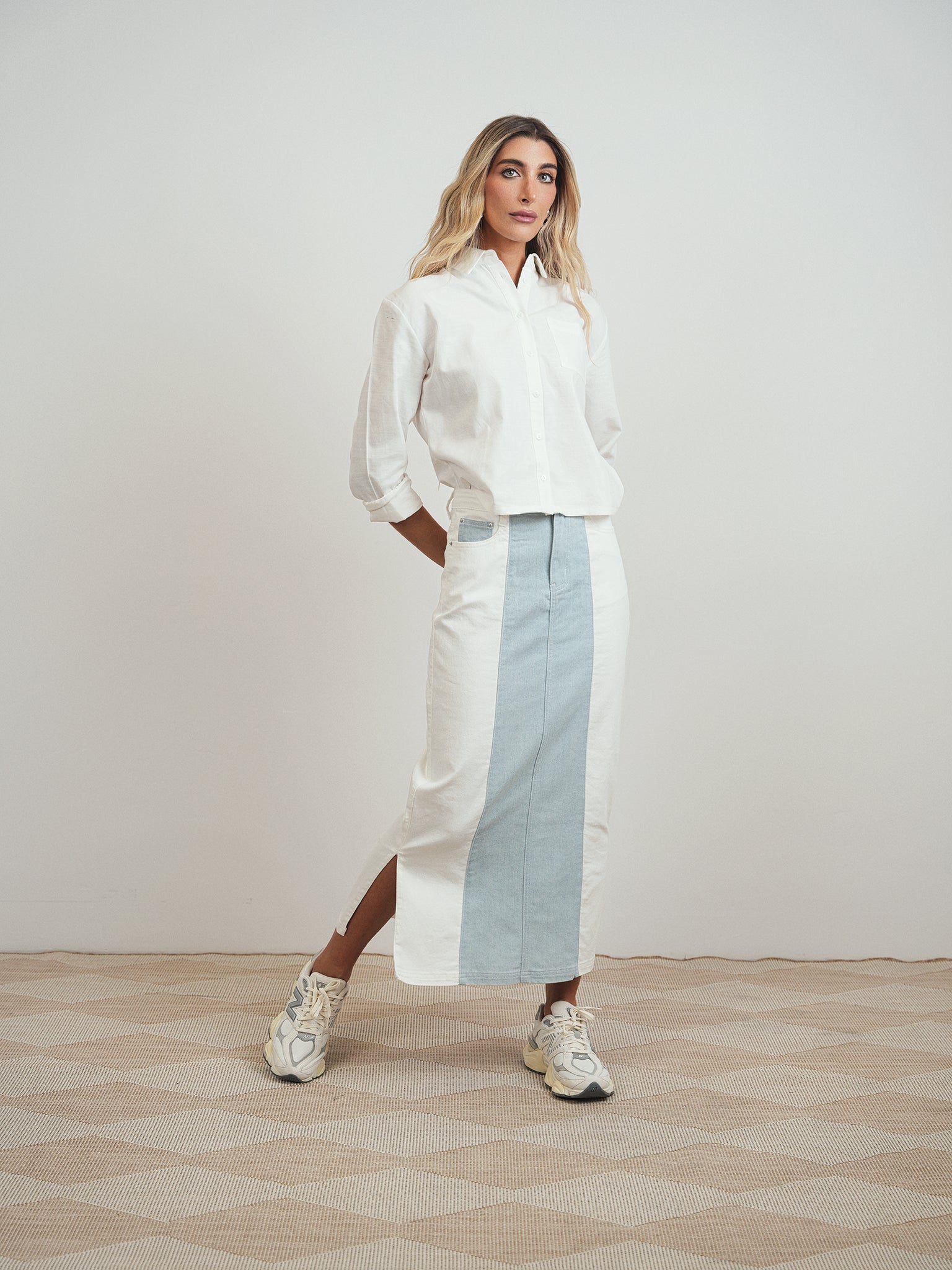 【EEUN】Midi Unbalance Denim Skirt Unbalanced Denim Midi Skirt – Southern Alternative