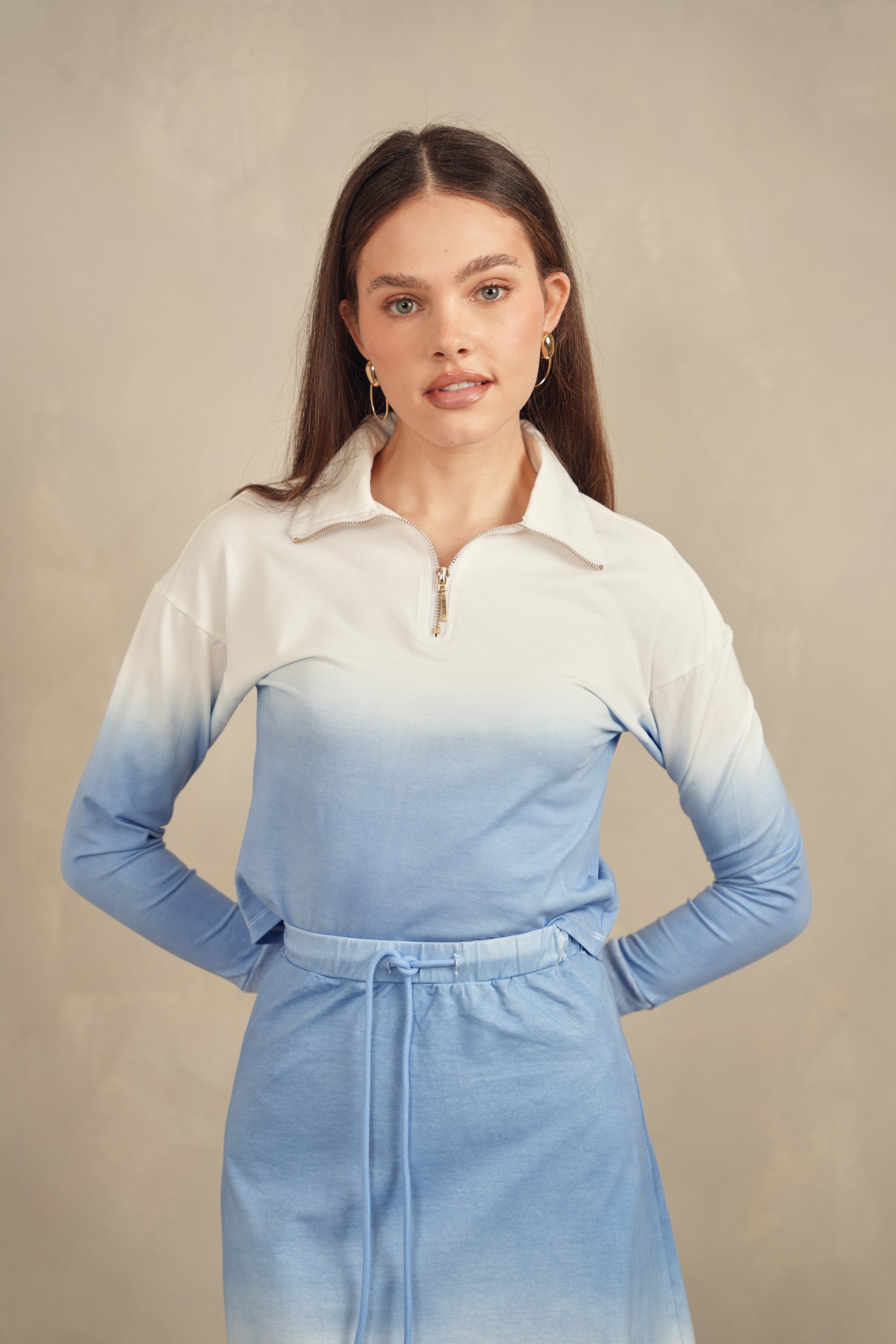 Dip Dye Zipper Top