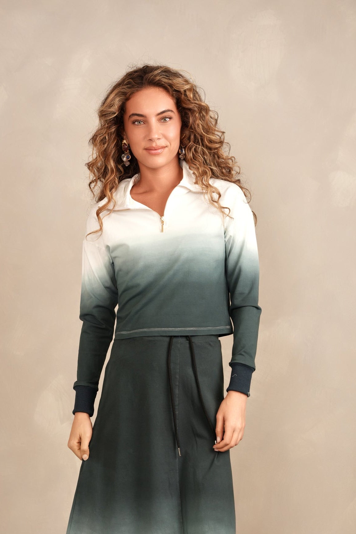 Dip Dye Zipper Top