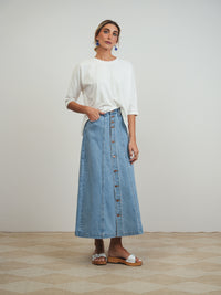 Denim Skirt With Buttons