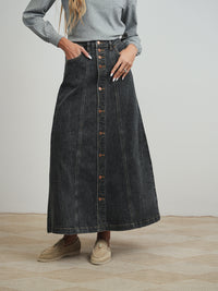Denim Skirt With Buttons