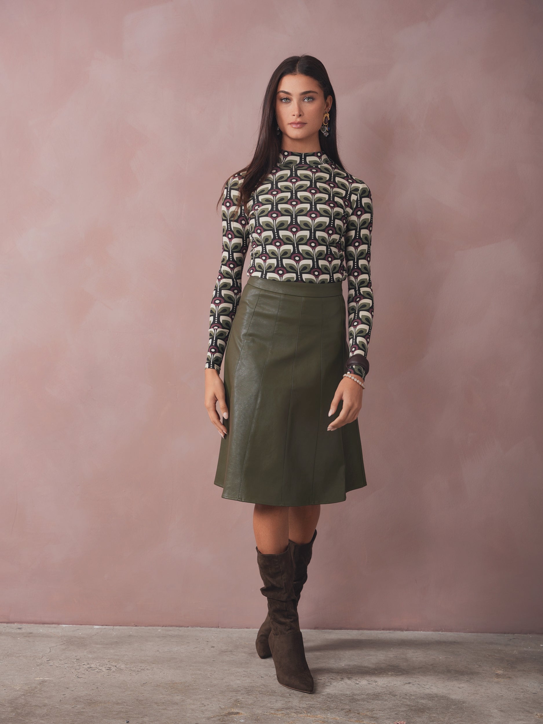 8YARDS Women’s RIB MOCK 2G Print Rib Mock Neck – udelny.com