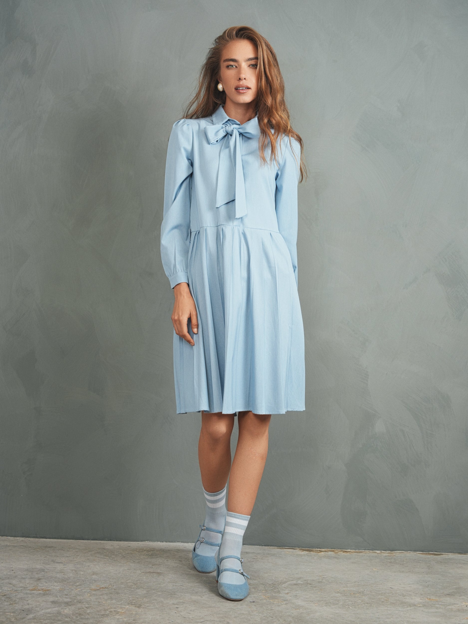Pleated Tie Tencel Dress