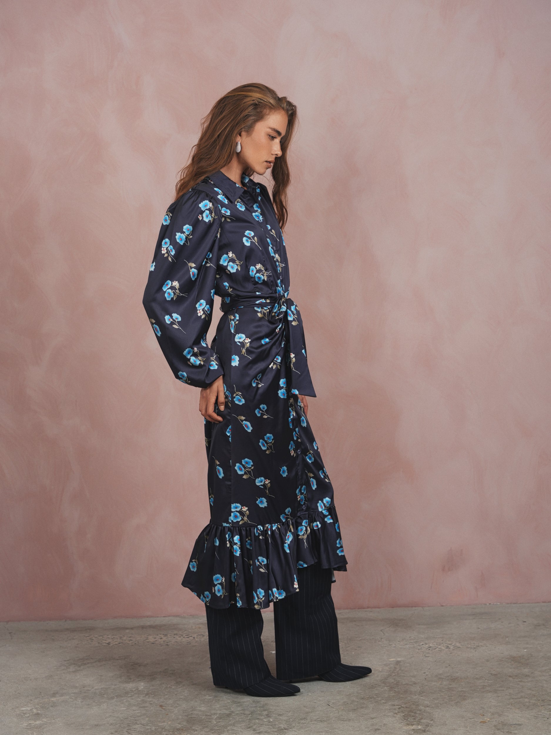 slim fit dress slacks Flirty Plus Size Wrap Dress | Flounce Wrap Dress main image 1