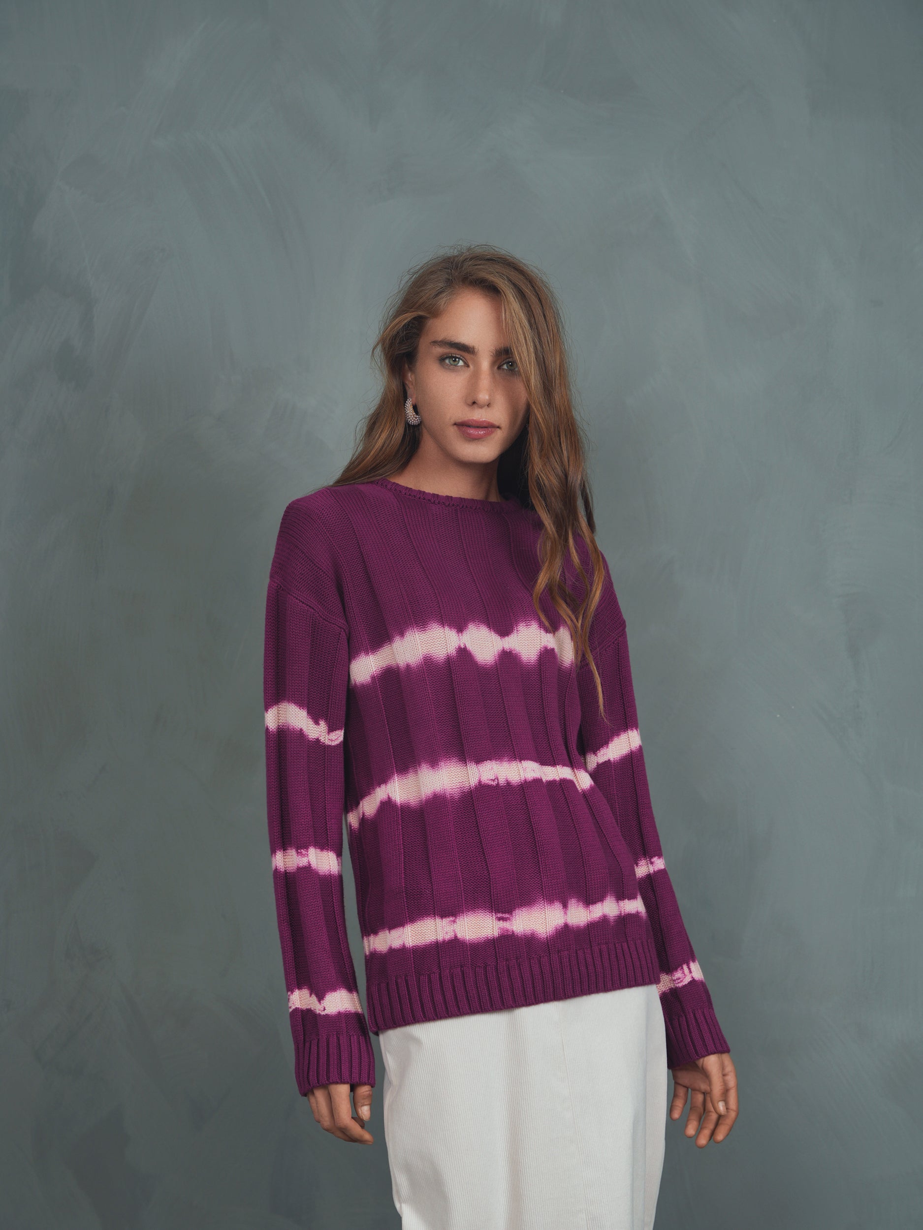Tie-Dye Cable Knit Sweater