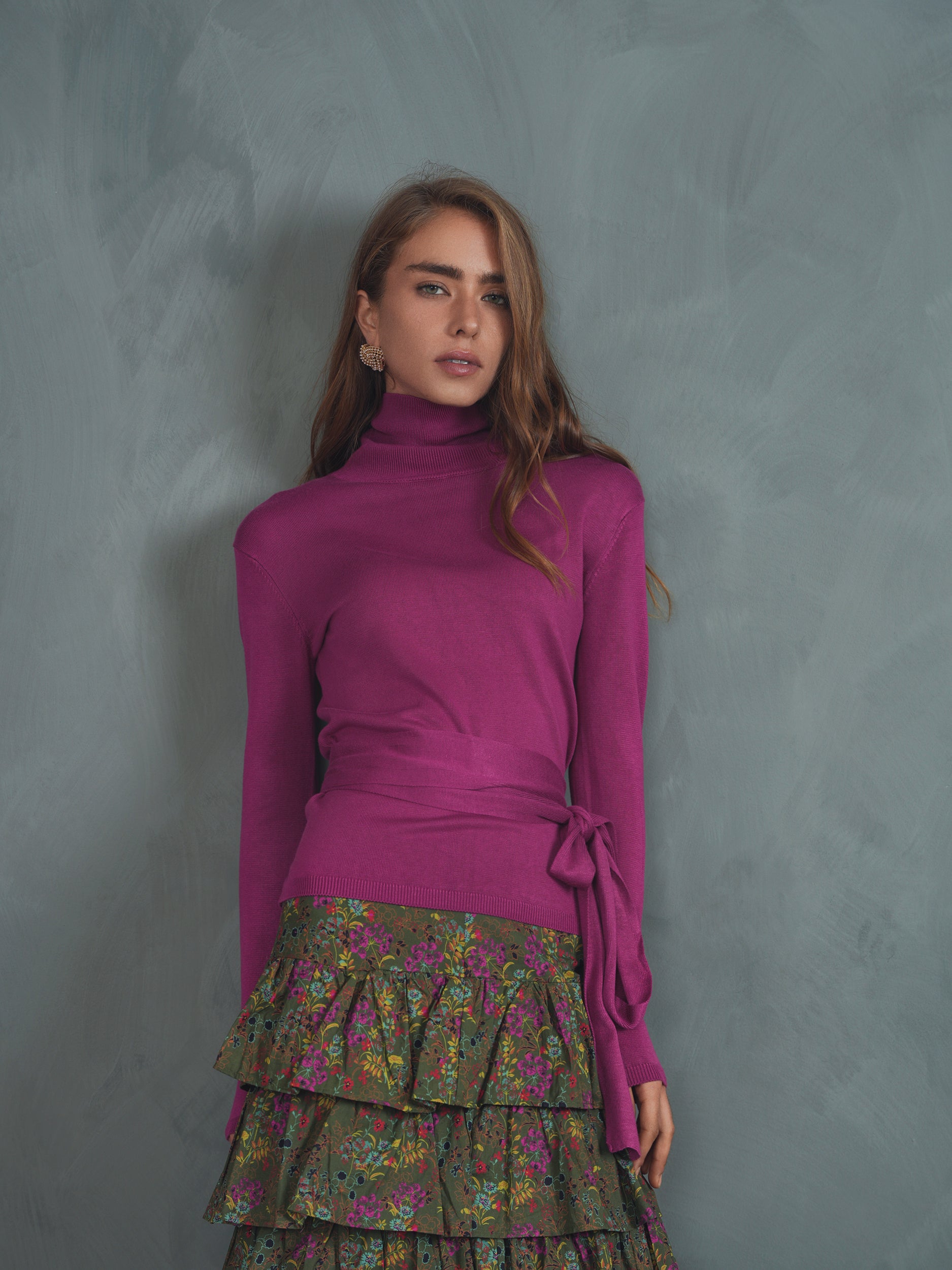 Wrap Knit Turtleneck