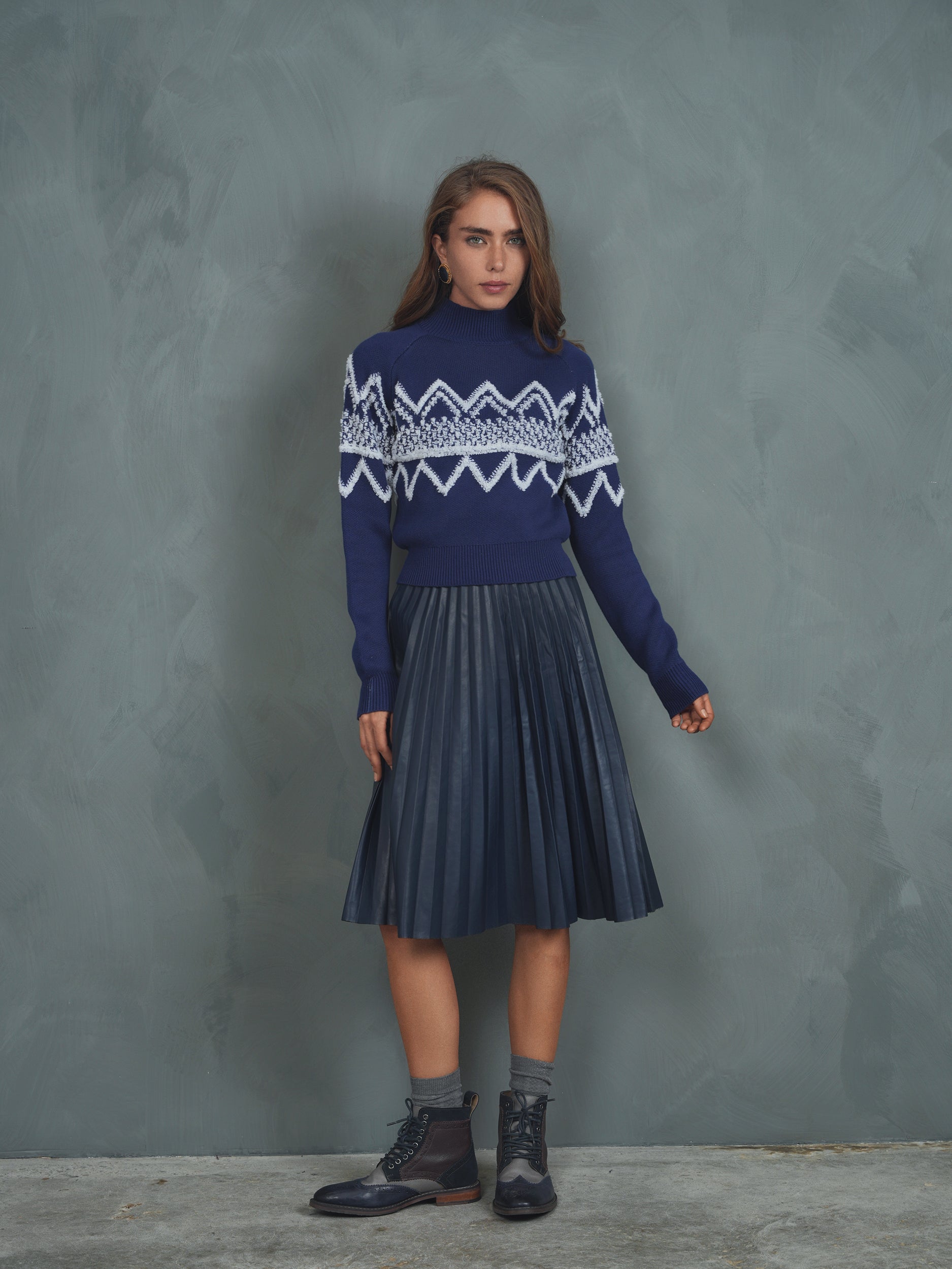 Pleated Leather Skirt