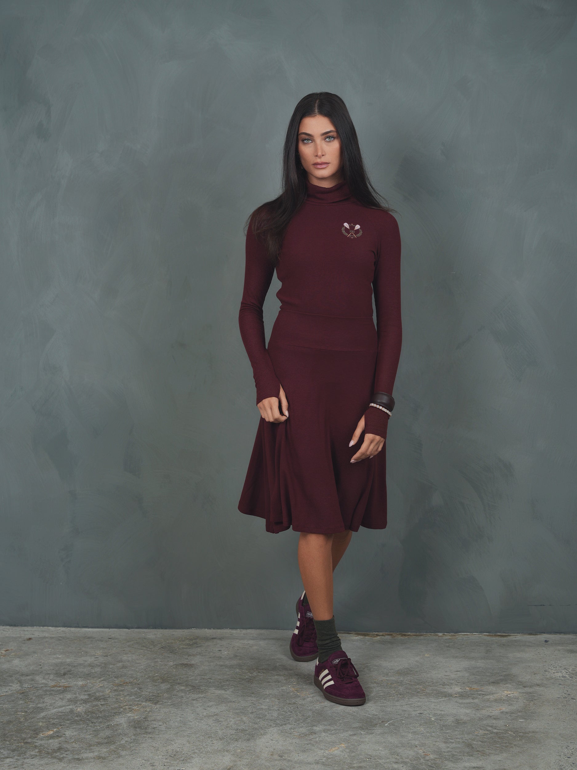 Ski Cowl Neck Rib Tee