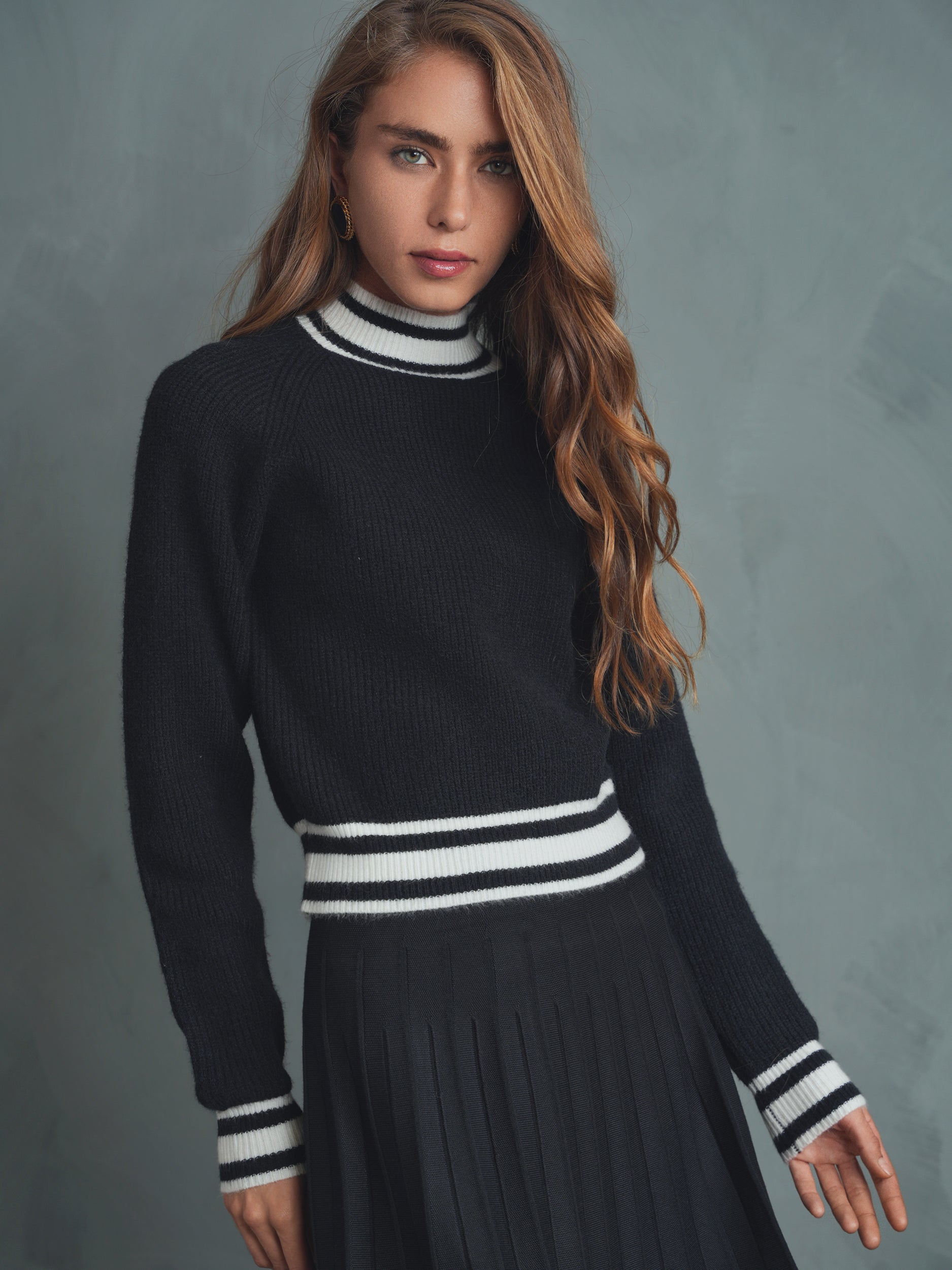 Mock Neck Raglan Sweater