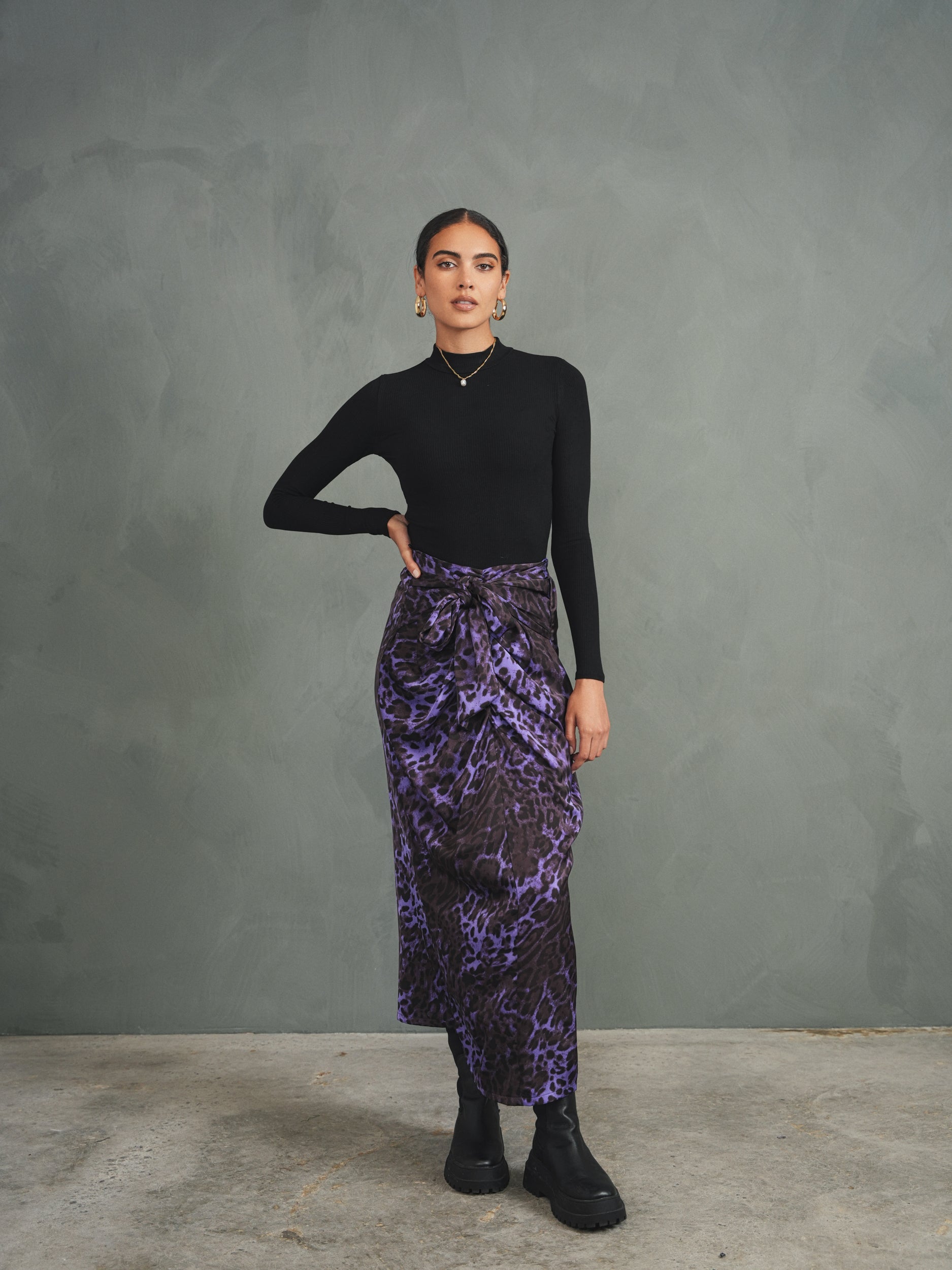 Tie-Front Draped Skirt