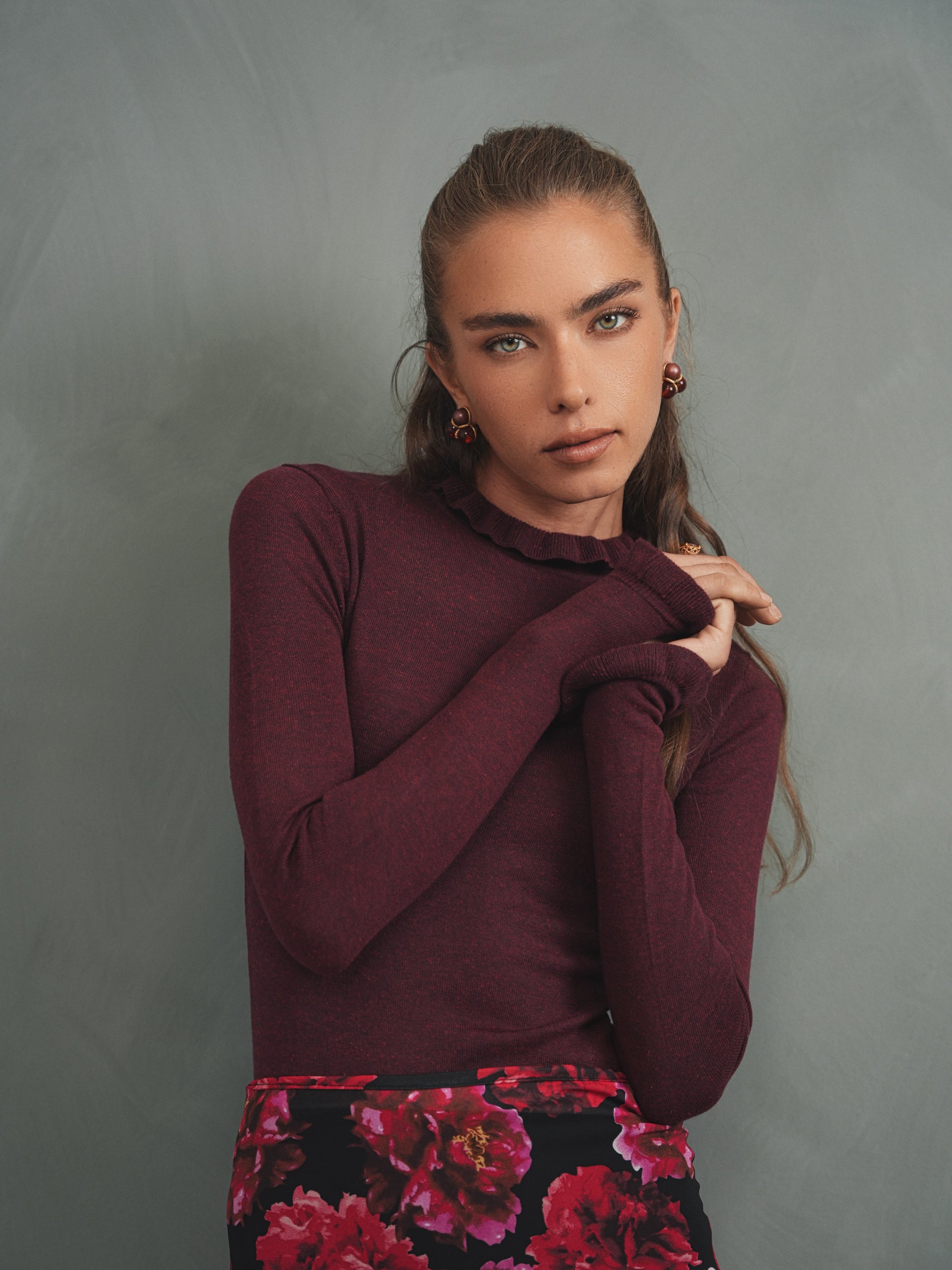 Soft Ruffle Mock Neck Top