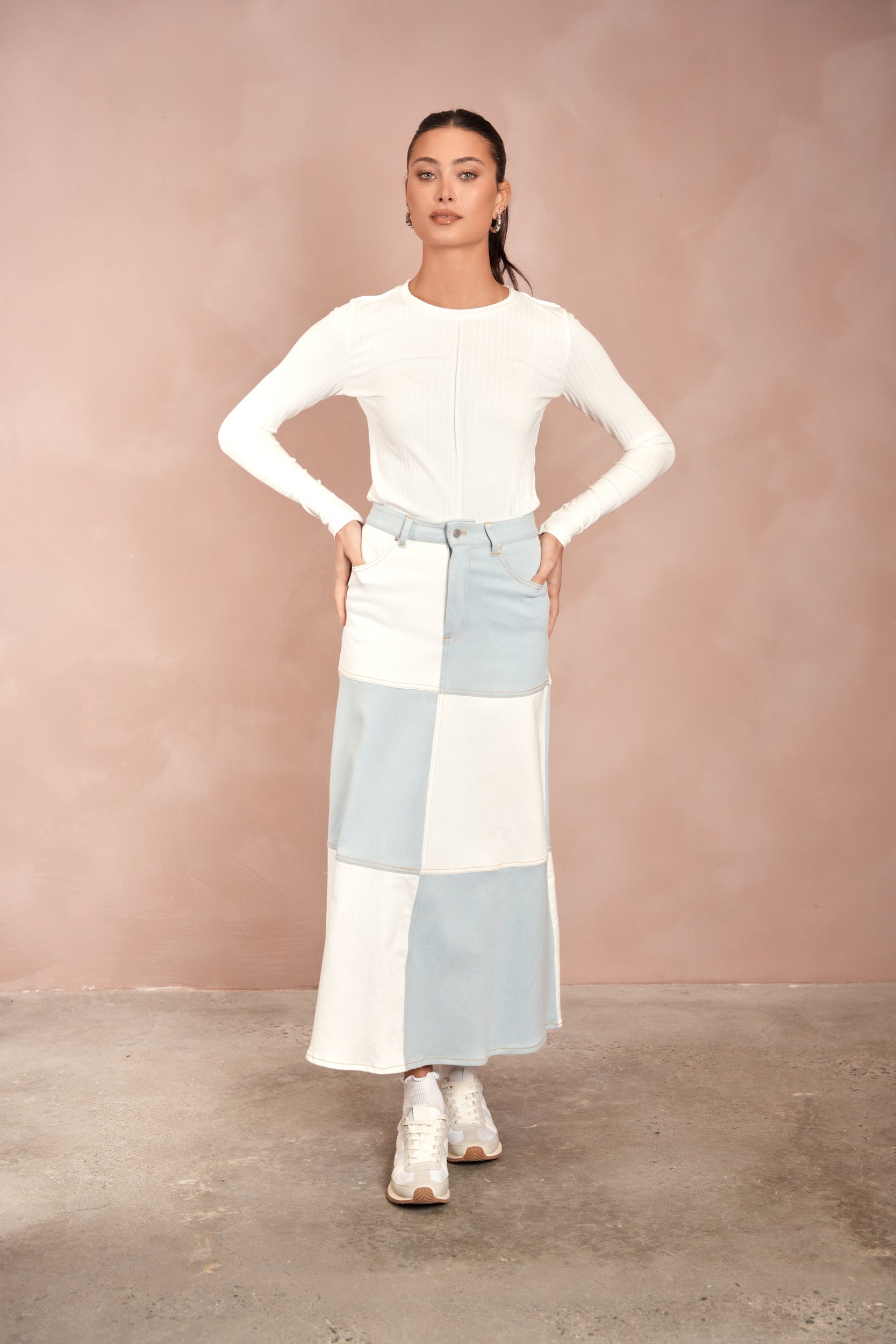 Color Block Flare Skirt