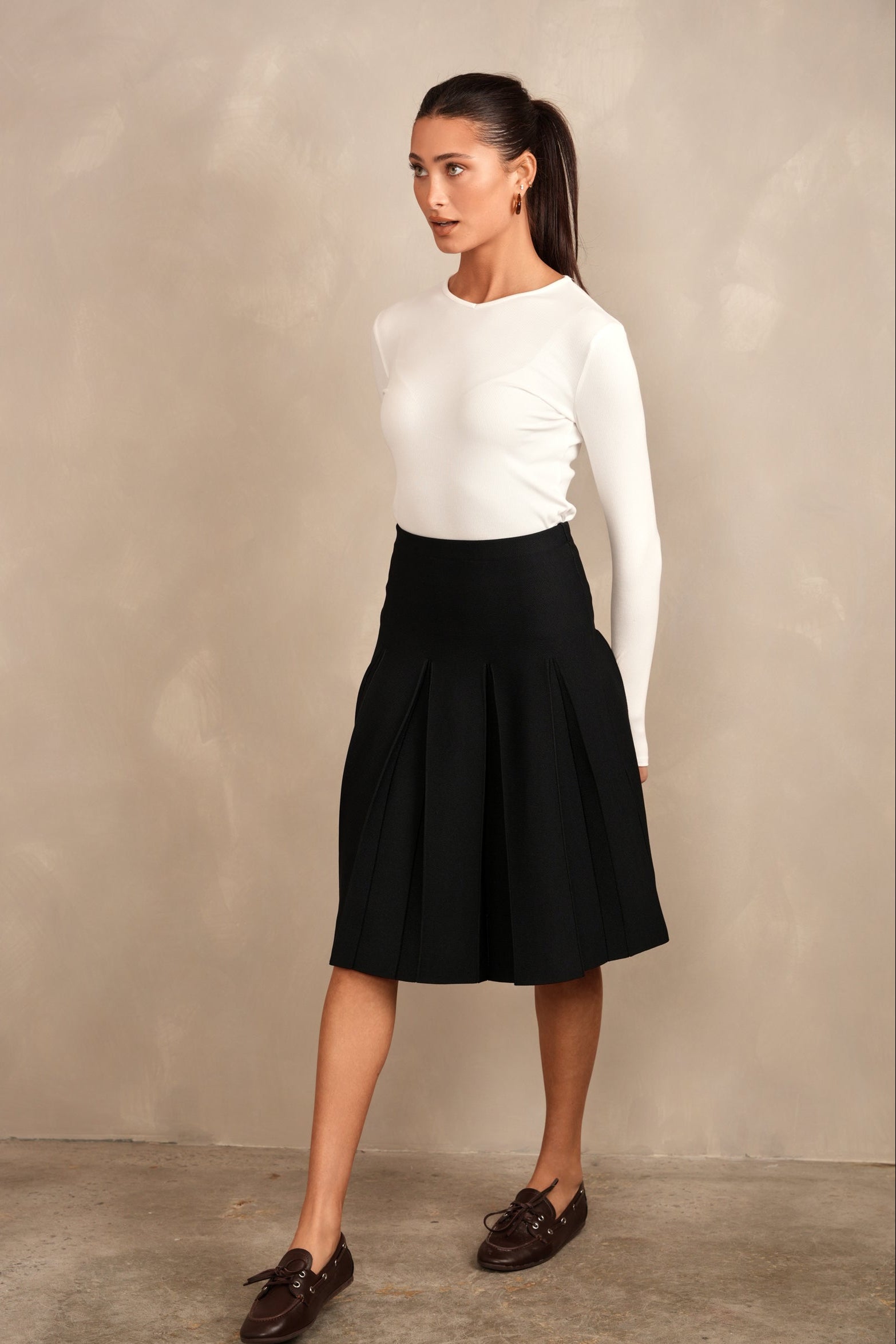 Box Pleated Knit Skirt