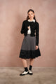 Lace Pleated Denim Skirt