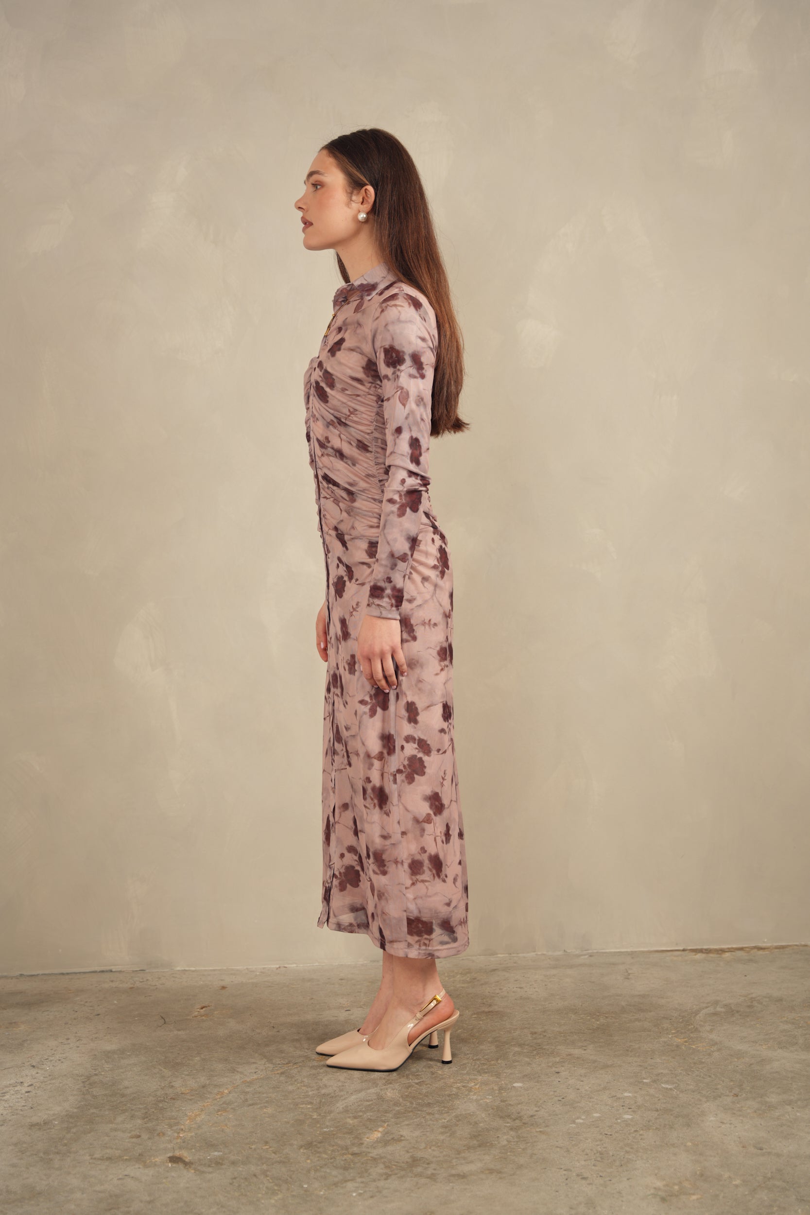 Mesh Ruched Dress – udelny.com