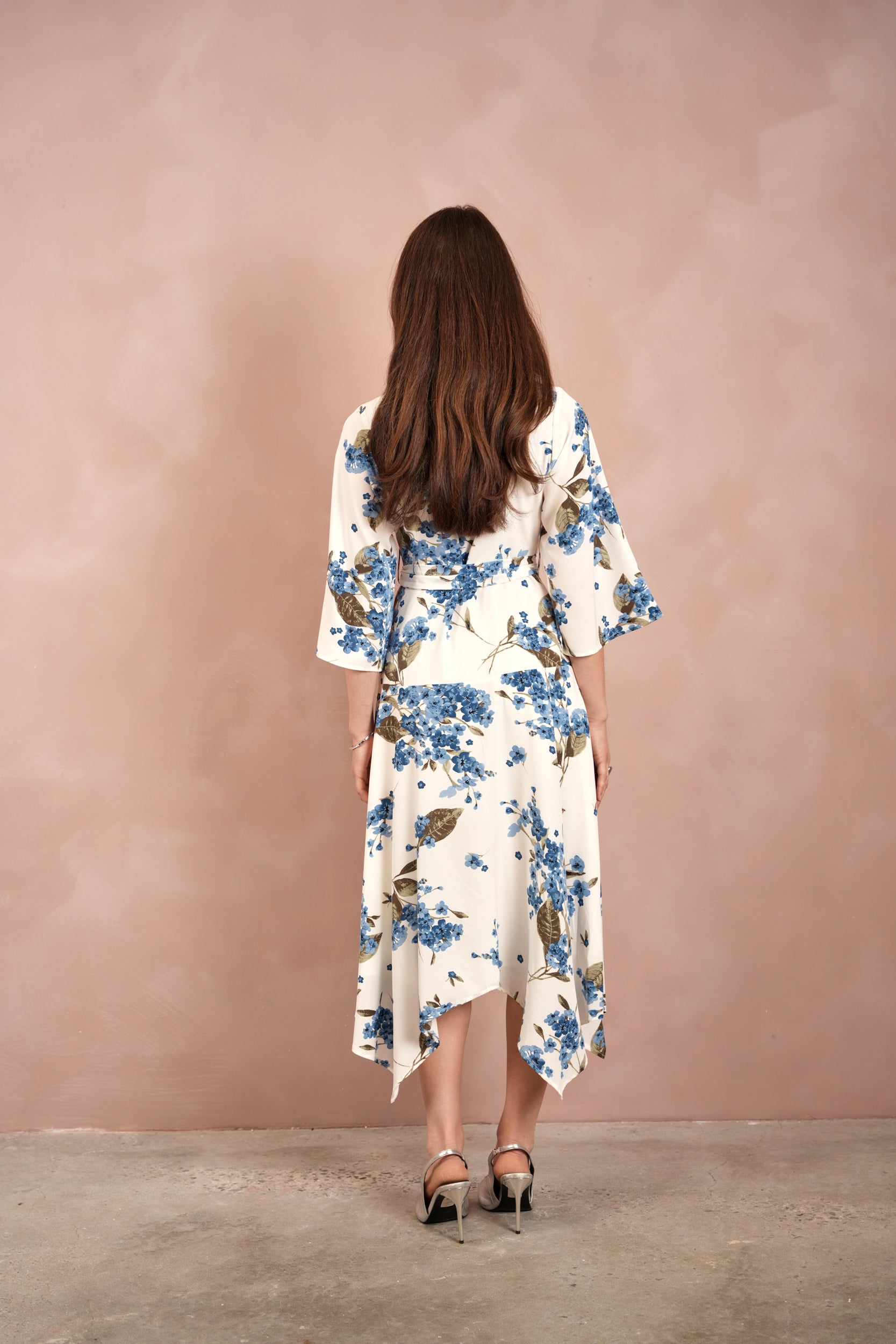 off the shoulder handkerchief dress Black and Beige Off-the-shoulder Neckline Layered Handkerchief Dress