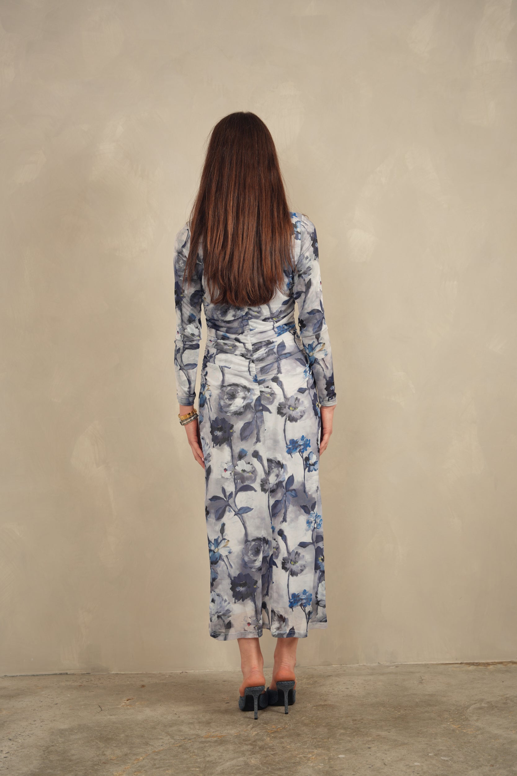 Mesh Ruched Dress – udelny.com