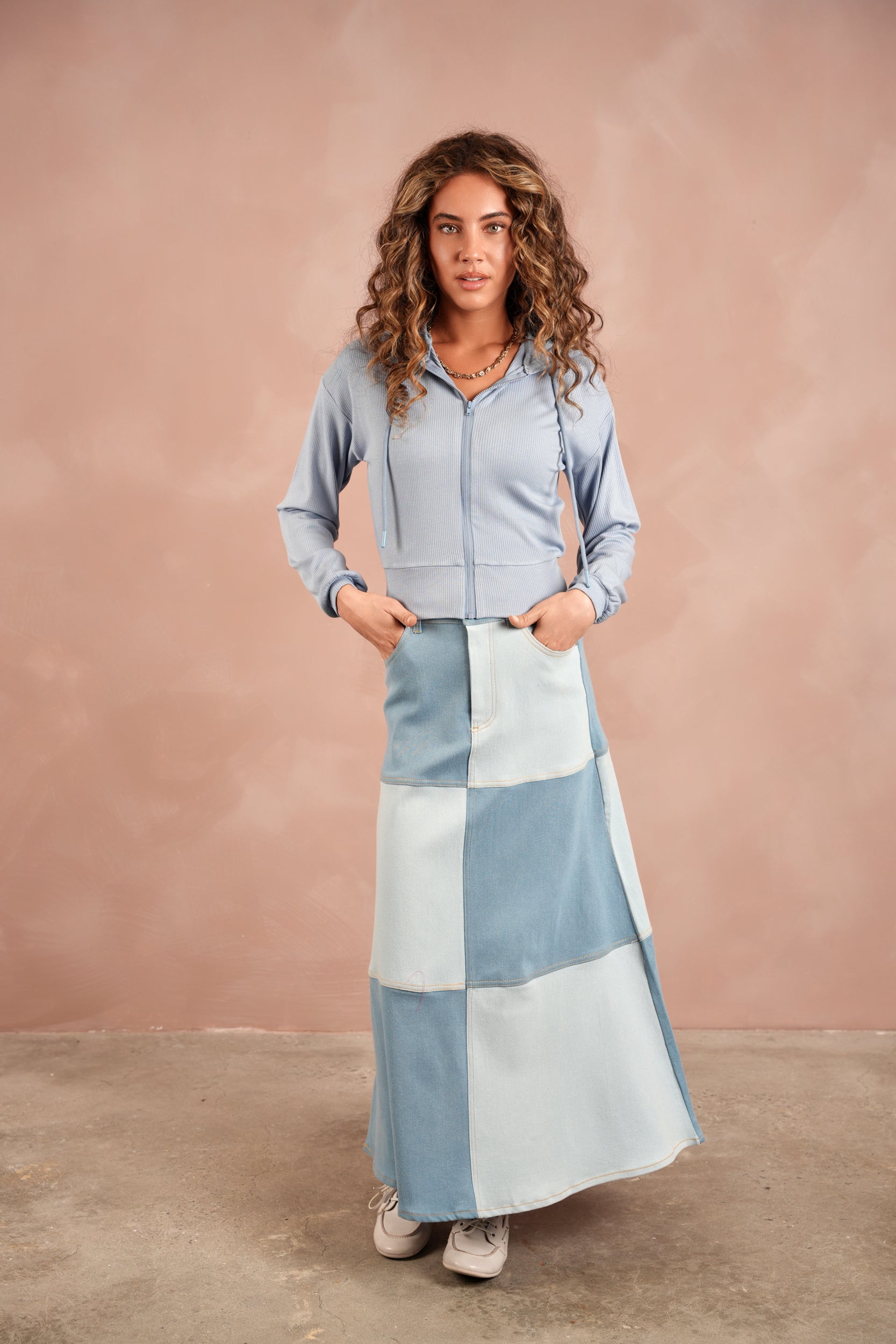Color Block Flare Skirt