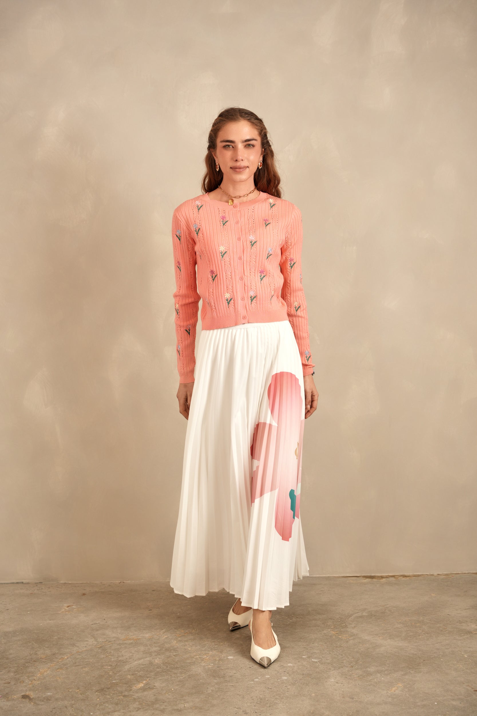 Knitted Embroidery Cardigan