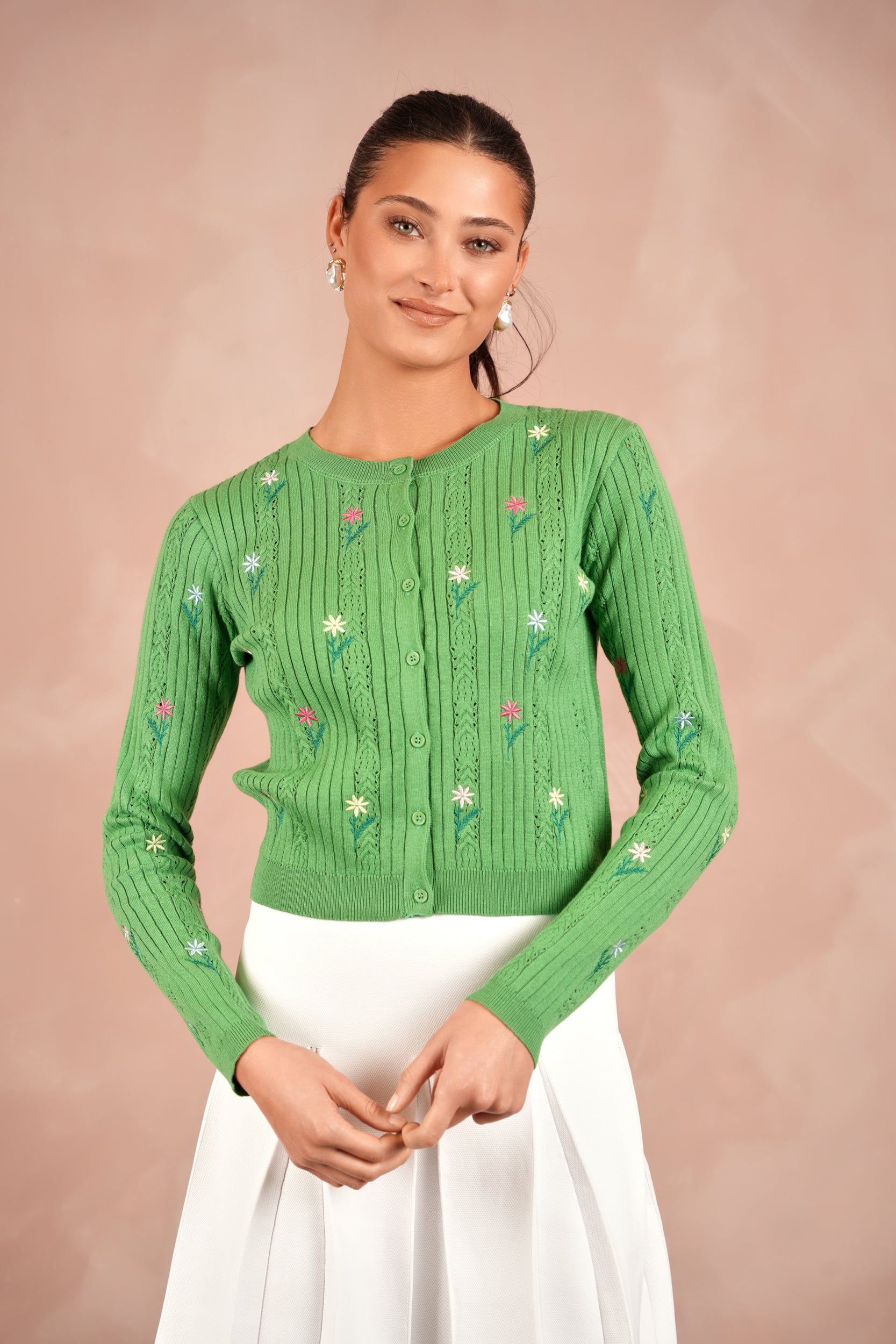 Knitted Embroidery Cardigan
