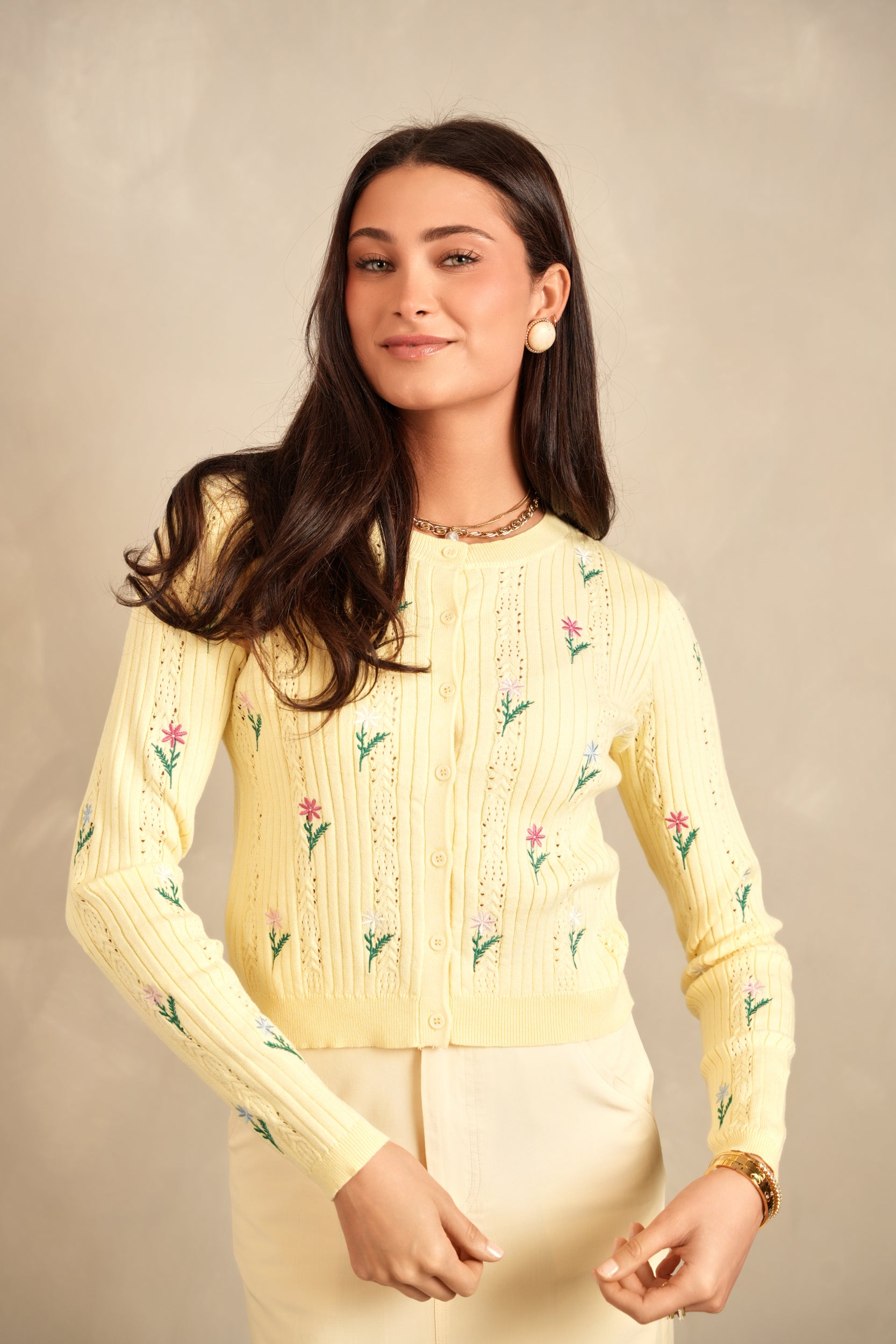 Knitted Embroidery Cardigan