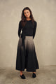 Ombre Pleated Denim Skirt - Maxi