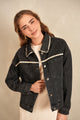 Oversized Denim Jacket w/ Lace