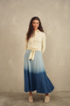 Ombre Pleated Denim Skirt - Maxi