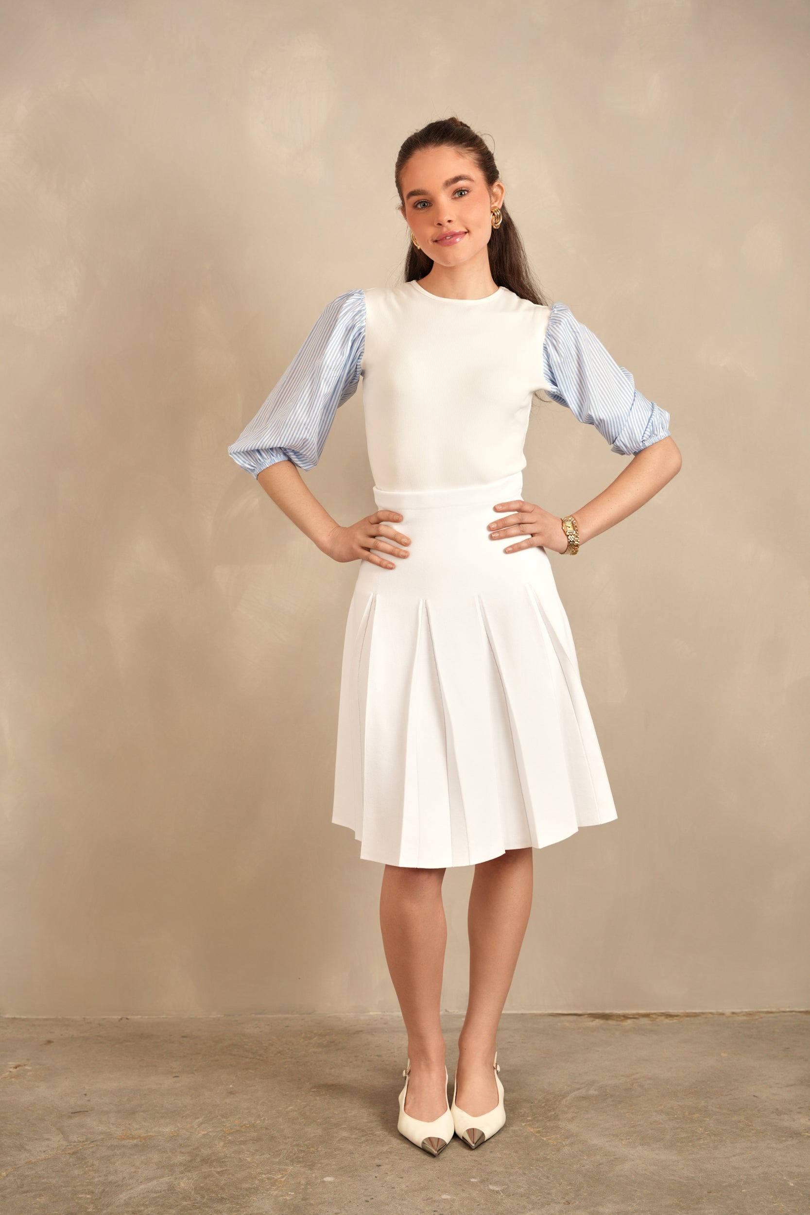 Box Pleated Knit Skirt