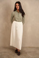Drawstring Pleated Skirt - Maxi