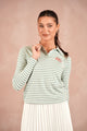 Striped Polo Semi Crop Tee