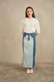 Color Block Denim Skirt
