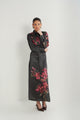 Floral Placement Satin Dress