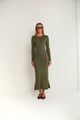 Wide Rib Knit Long Sleeve Dress