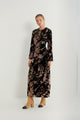 Floral Printed Cut Velvet Dress